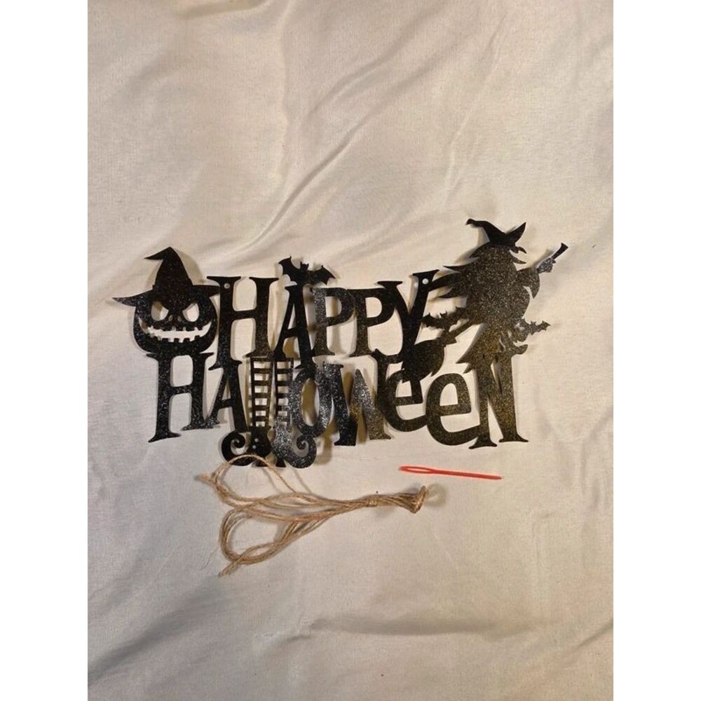 Black Glitter "Happy Halloween" Hanging Banner / Garland DIY Kit